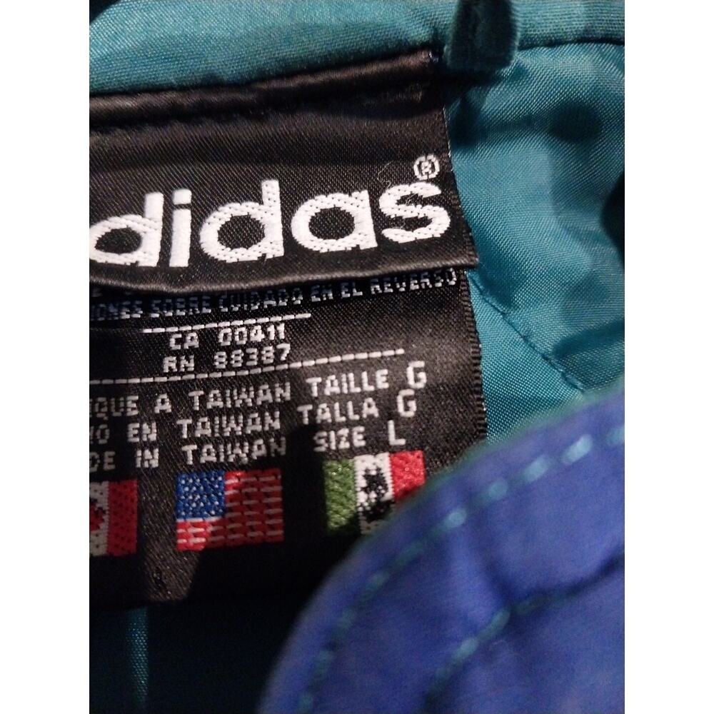 Mens 1980s Vintage Adidas Coat Large Blue Green - Picture 9 of 16